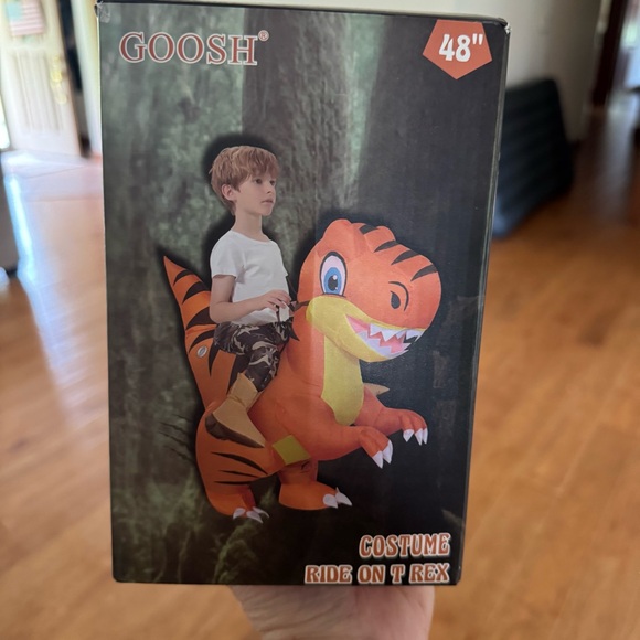 Goosh Orange Dinosaur Ride-On T Rex Inflatable Costume for Kids 48” 4-6 - Picture 2 of 3